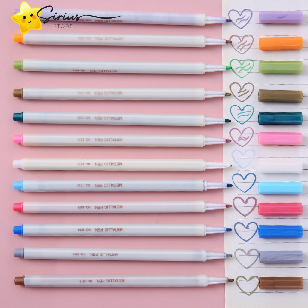 

Spidol Warna Brush Pen Metallic Kaligrafi Dekor / Pulpen Warna Warni