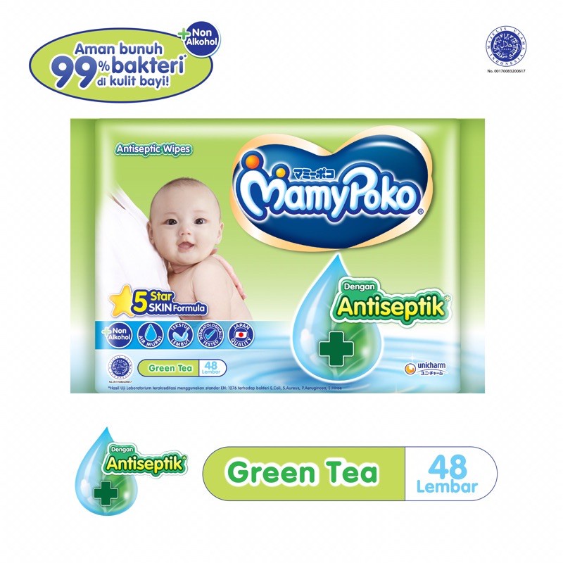 TISSUE BASAH - MAMYPOKO WIPES HAND &amp; MOUTH/NON FRAGRANCE/FRAGRANCE/SATUAN/BUY 1 GET 1/GREEN TEA