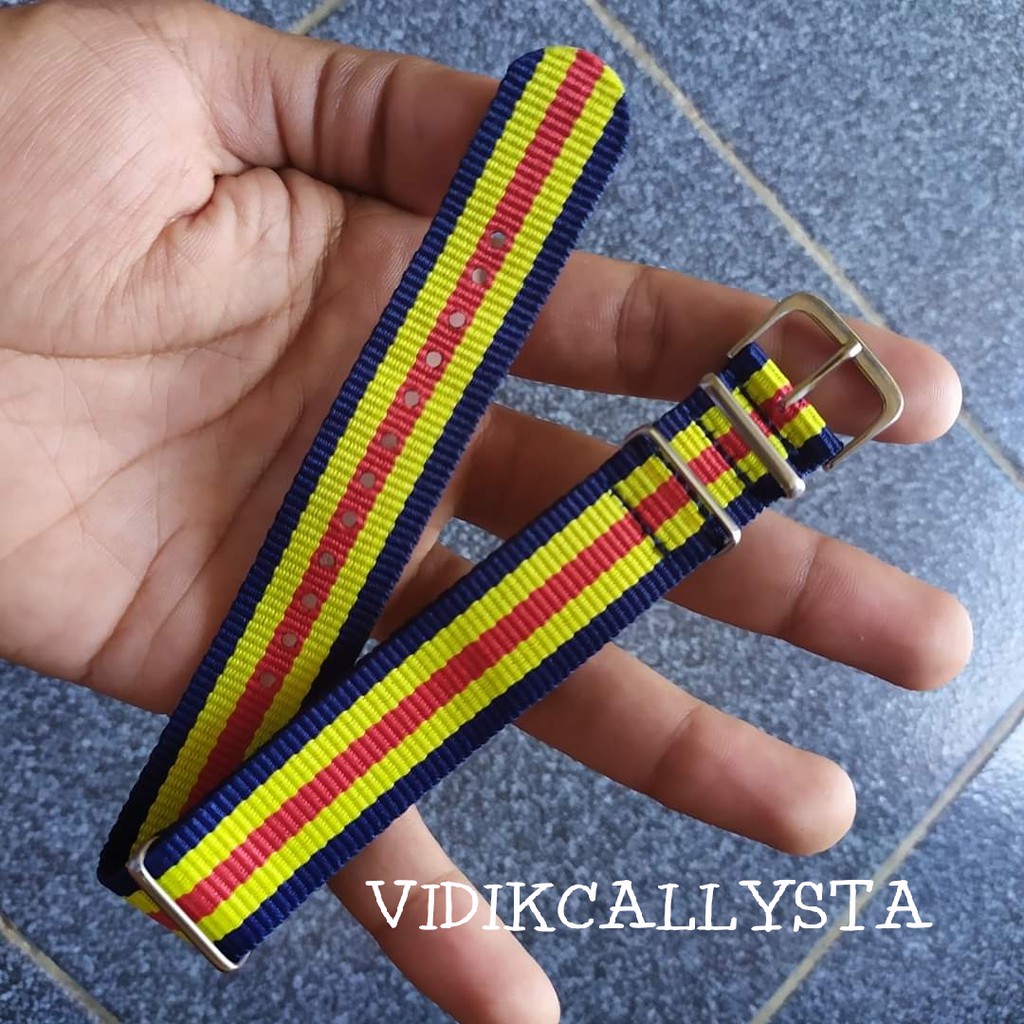 Tali jam Tangan 3C Canvas Nylon Kain Model Nato Strap 20mm 5Strip