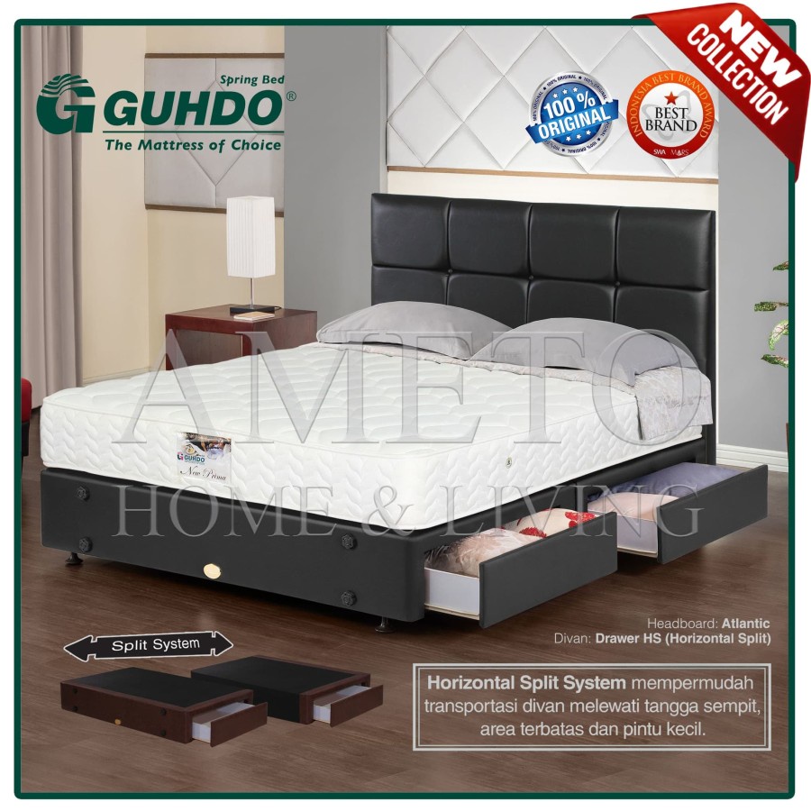 Guhdo Springbed New Prima 180x200 Drawer Laci HB Caserta Full Set
