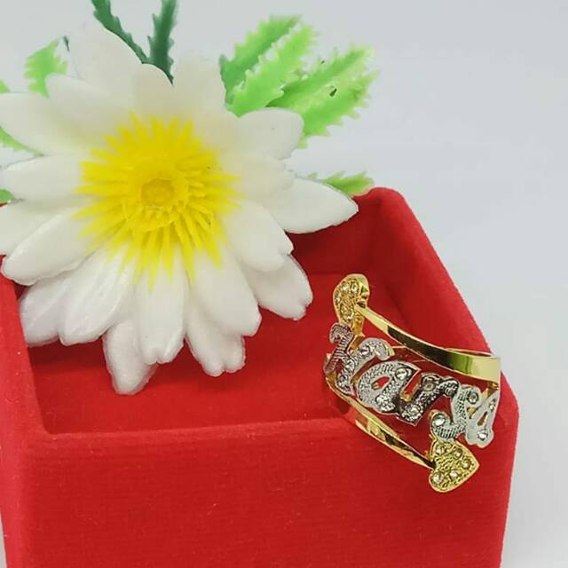 Cincin ukir nama lapis emas asli
