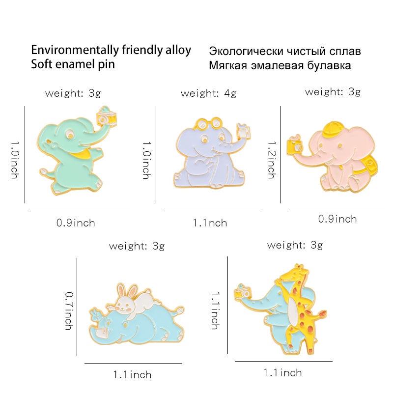 Bros Pin Enamel Bentuk Kartun Hewan Gajah 5 Gaya Untuk Hadiah Teman
