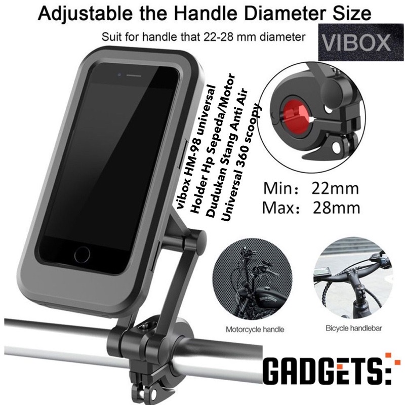 GROSIR HOLDER HM98 STANG SEPEDA DAN MOTOR UNIVERSAL 360 SCOOPY ANTI AIR