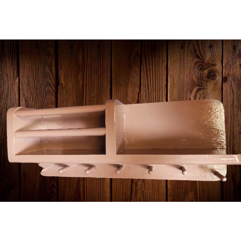 kayu rak dinding cantolan baju dan buku