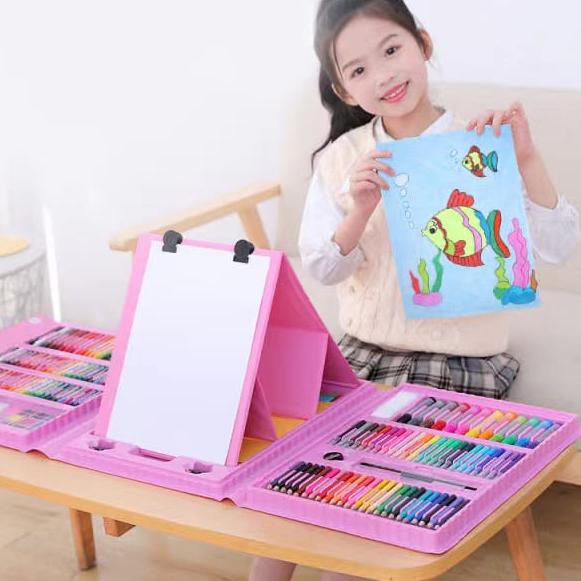 Murah Belanja SALE Crayon Anak Pengasah 208pcs Set Alat Menggambar Melukis Anak-anak Crayon Cat Air Pensil