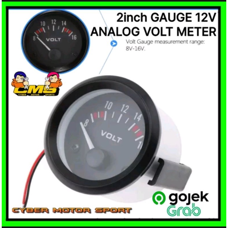 Volt meter mobil 12volt universal. analog volt meter. pengukur voltase mobil. classic offroad racing