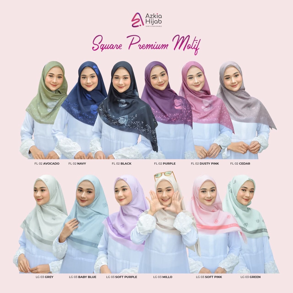 JILBAB SEGI EMPAT SQUARE PREMIUM MOTIF FLOWER BY AZKIA HIJAB