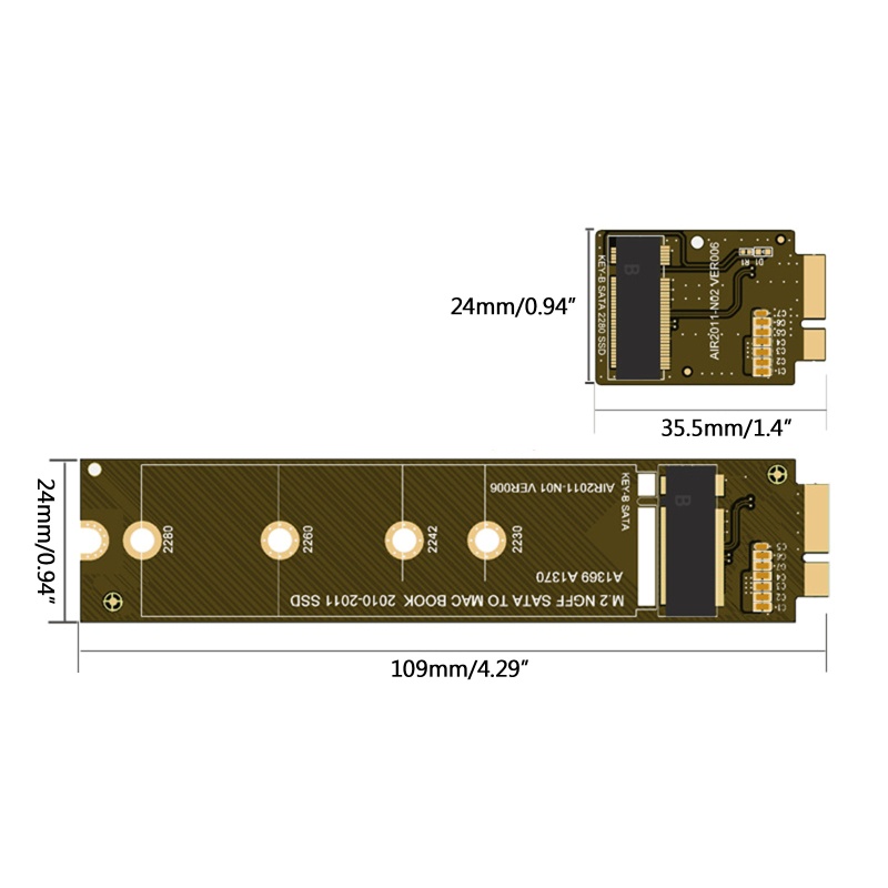 Btsg Adapter Card Untuk M.2 B-Key NGFF Solid Disk Adapter Untuk 2010-2011 macbooks Air A1