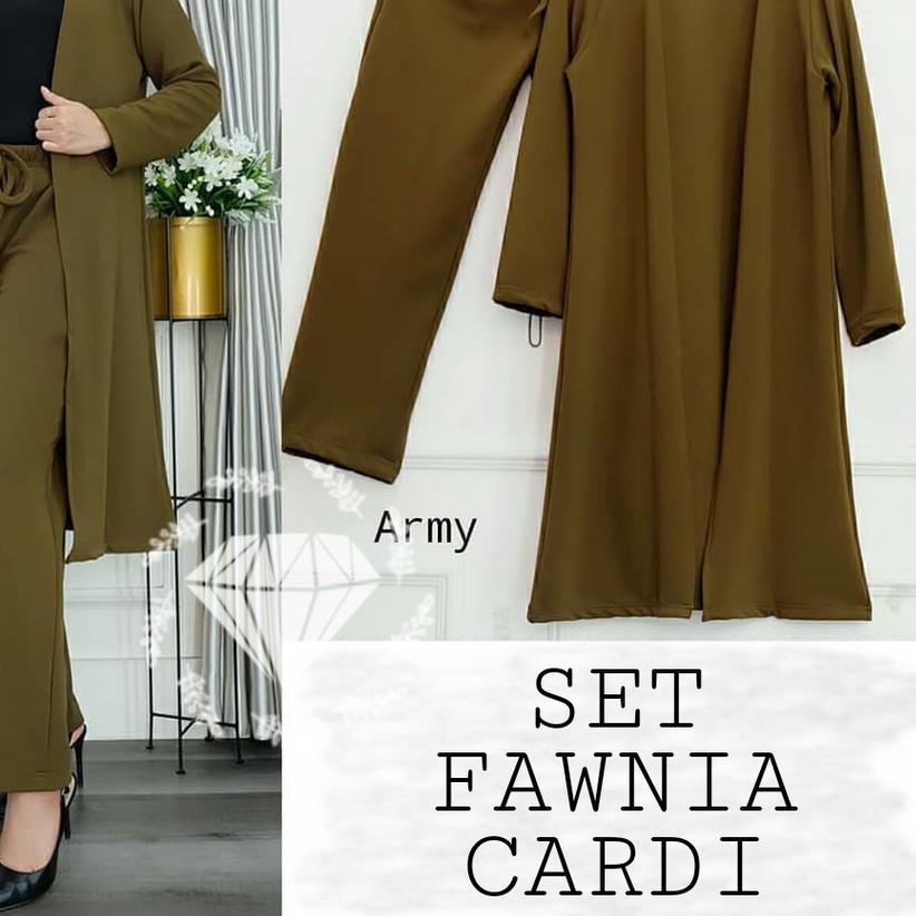 ♫ SET FAWNIA CARDI JUMBO XXL SETELAN CARDIGAN + CELANA MOSCREPE SETELAN CASUAL MUSLIMAH 7 WARNA ♙