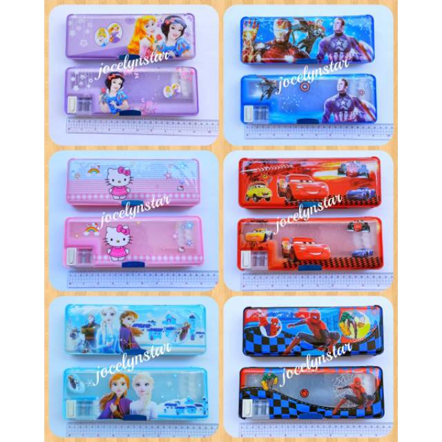 

Kotak pencil magnet karakter semi transparan /pencil case magnet/ tempat pensil magnet