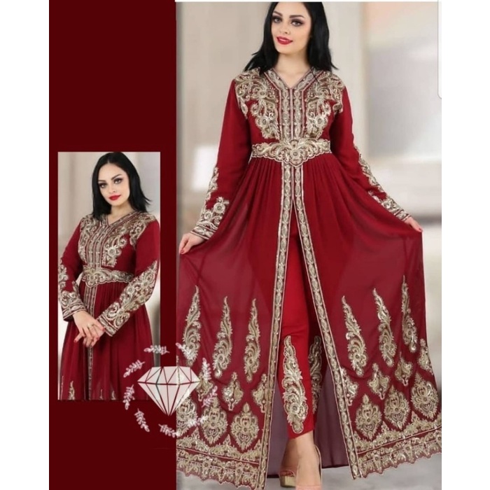 Setelan Celana Wanita 2 in 1 Set Maxi Dress Pakistan India Baju Pesta
