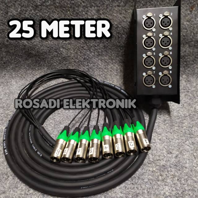 kabel snake 8ch komplit 25 meter snake 8 chanel kabel audio
