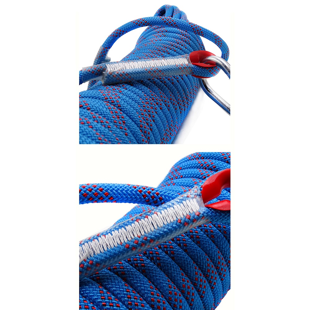 Tali Paracord Panjang Tebing Climbing Rope 10mm 10M/20M with Steel Buckle - Blue