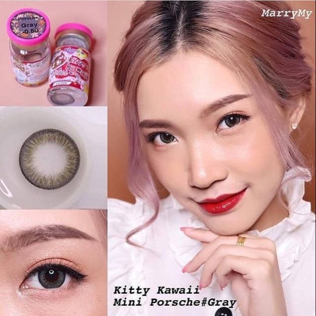 ORIGINAL SOFTLENS Kitty Kawaii Porsche - Big Eyes Series Soflens Soflen Brown Gray Grey Soft Lens Mi