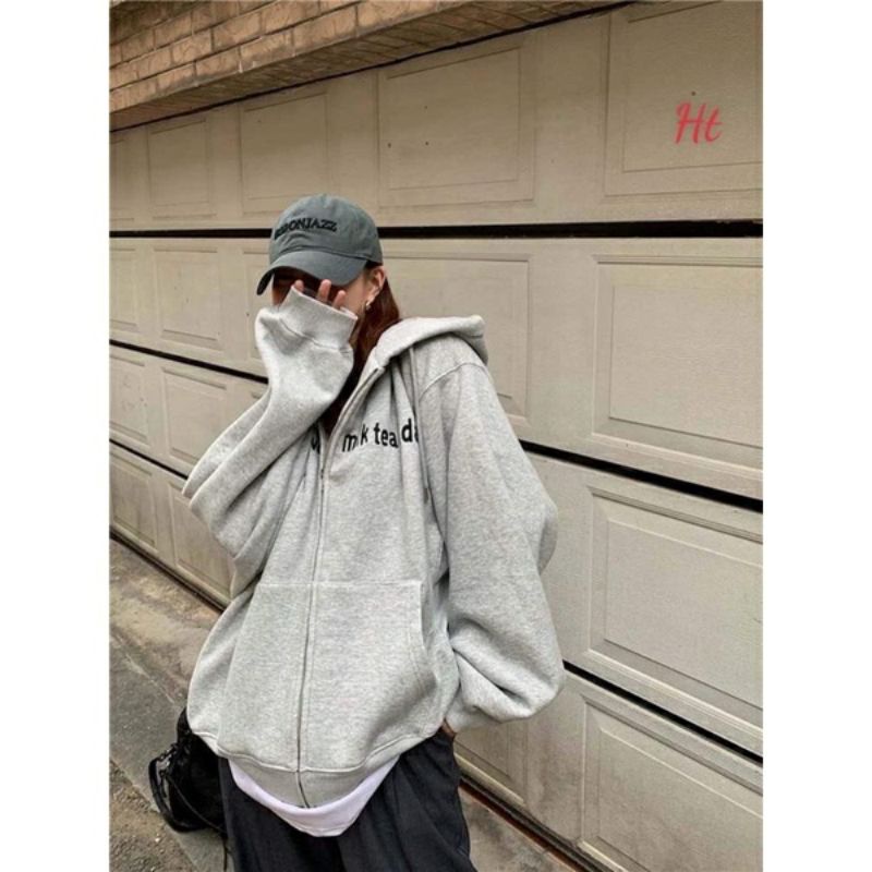 Hoodie Jacket Oversize Boy Girl (S - 6XL) Korean Style Did You Have Milk Tea Today Jumbo Bigsize S M L XL 2XL 3XL 4XL 5XL 6XL Dusty pink Cream Jaketin Aja