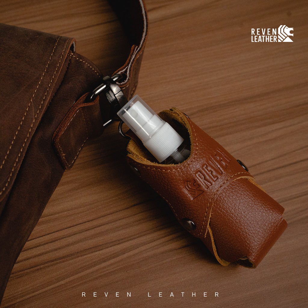 REVEN LEATHER - Hand Sanitizer holder - tempat hand sanitizer gantung kulit asli