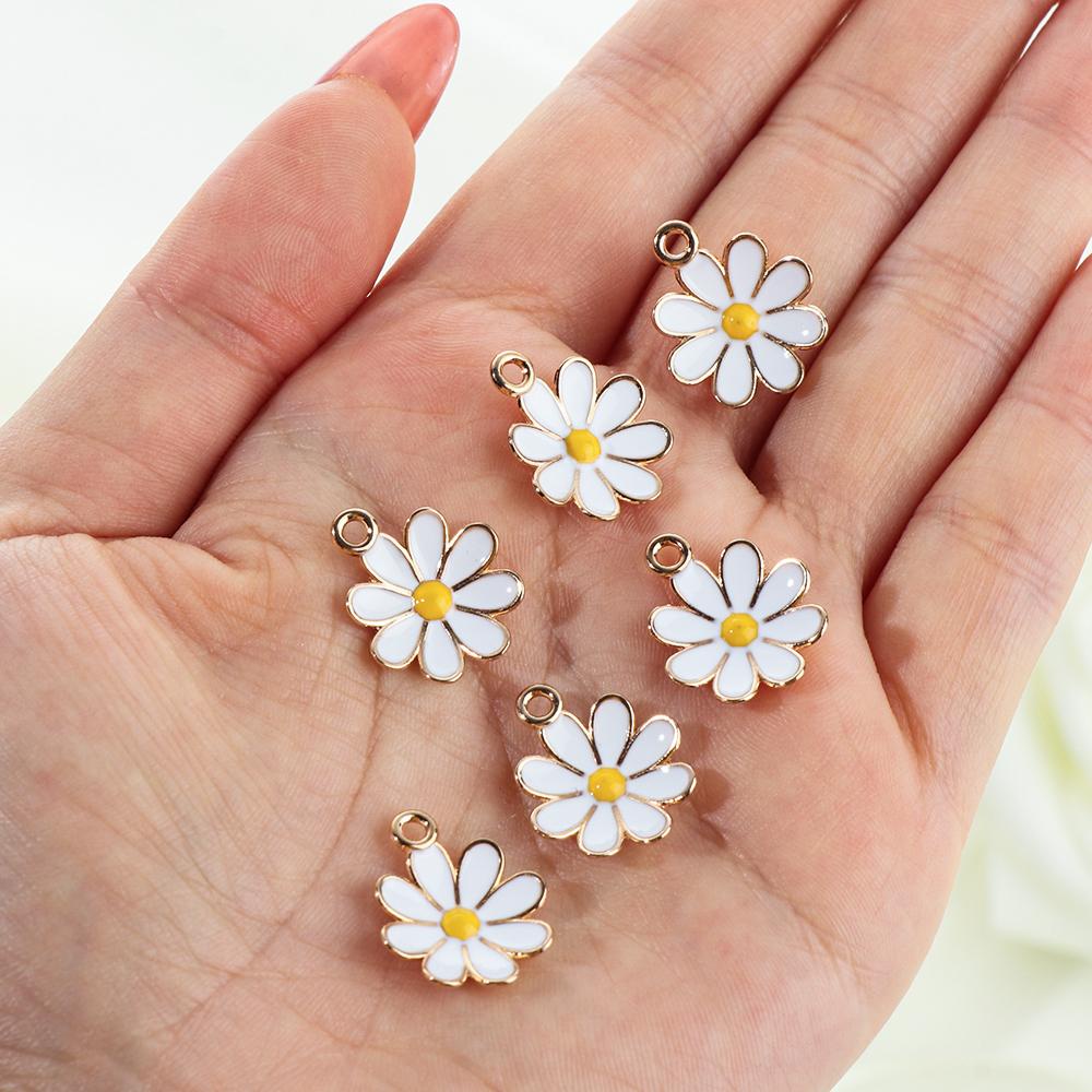 Top Daisy Charm Jewelry Making Enamel Gelang Charms Charm Manik Manik Daisy Bunga Daisy