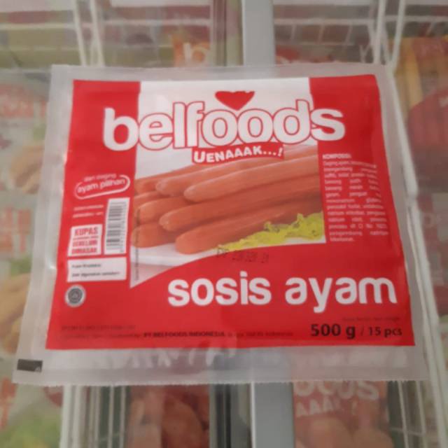 

Belfoods Uenaaak Sosis Ayam 500gr Panjang Isi 15pcs / Sosis Ayam Kupas 500gr Panjang