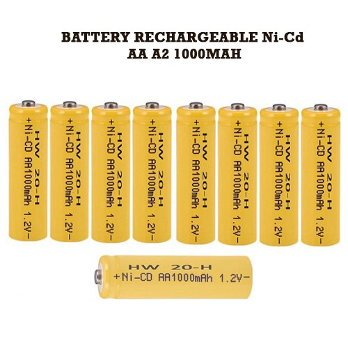 Baterai Rechargeable AA Ni-Cd Isi Ulang A2 1000Mah Battery Batre bisa Cas kembali mainan mouse lampu-2