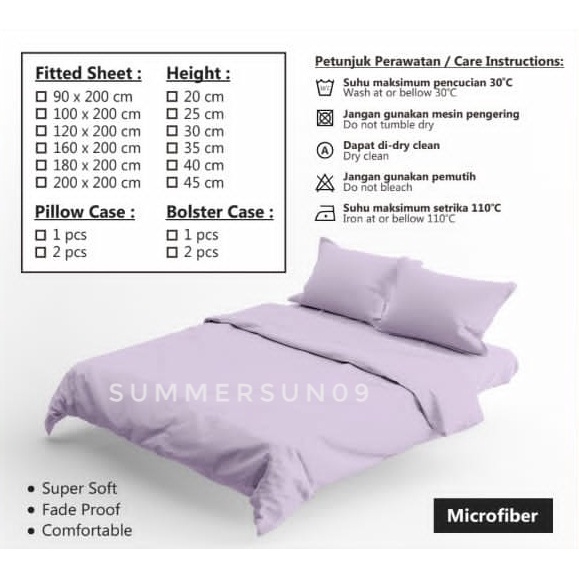 SPREI POLOS / 120 / 140 /160 / 180 / 200 /  PREMIUM QUALITY / BTS / CUSTOM UKURAN / LYLAC / SOFT PIN