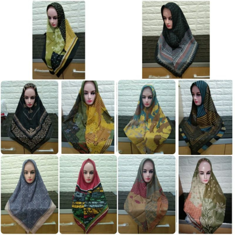 deenay kw,  hijab voal motif segiempat,  hijab tepi laser cut