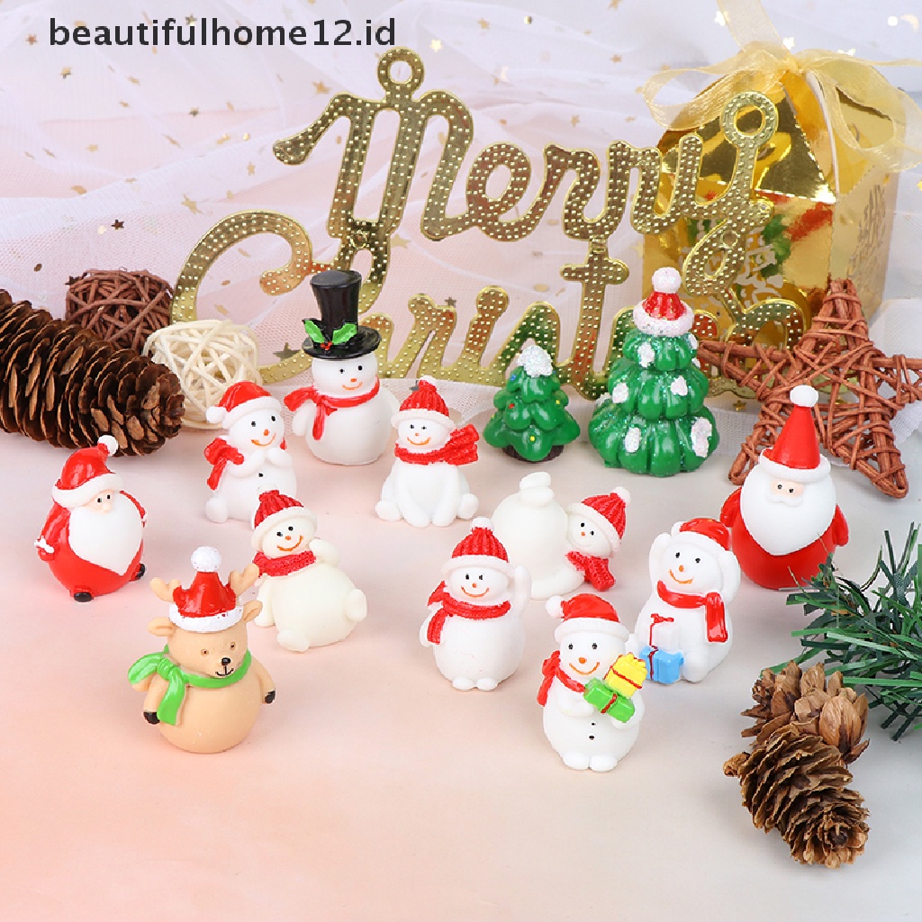 【beautifulhome12.id】 Christmas Snowman Santa Claus Trees gift Figurines Fairy Garden Miniatures Craft .