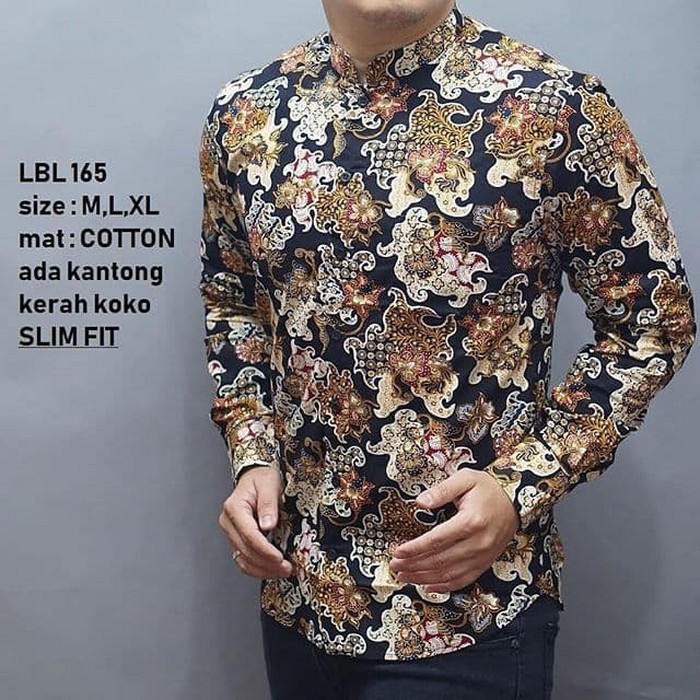 KEMEJA SLIMFIT BATIK LBL 165 KEMEJA LENGAN PANJANG BAHAN KATUN