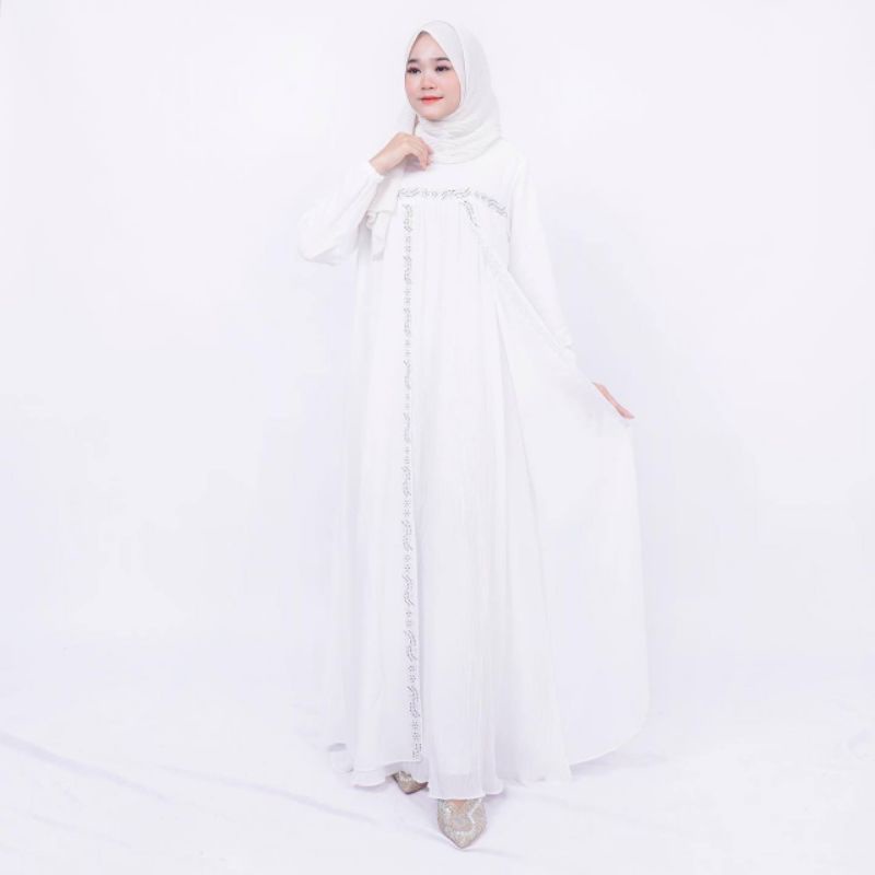 FAMYS - Gamis Dress Amanda Payet 004780-Putih