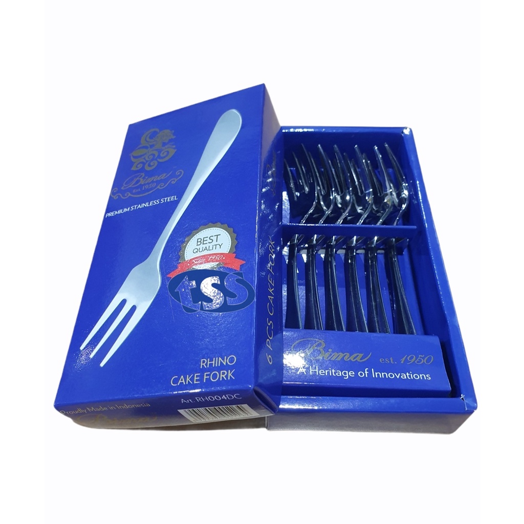 Jual Bima Rhino GARPU KUE Stainless Cake Fork 6pcs Inox Premium