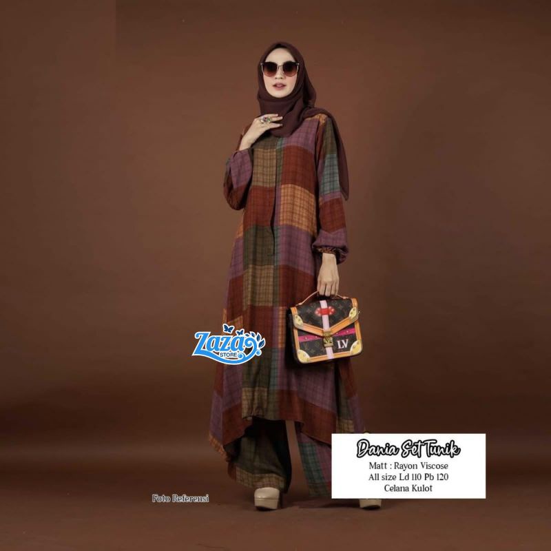 Dania set tunik setelan rayon viscose celana kulot