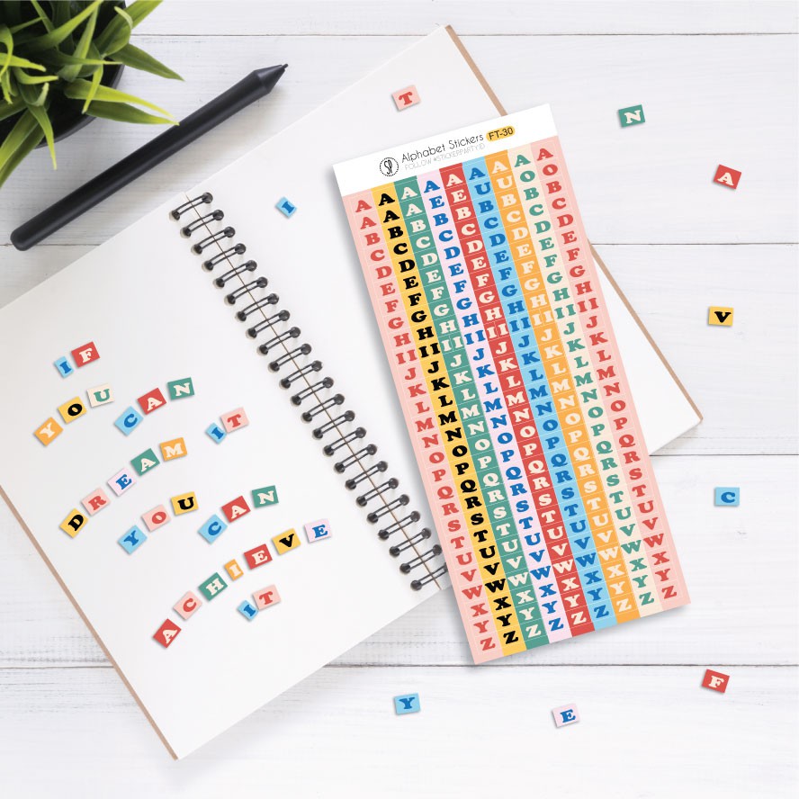 

Stiker Huruf Kotak Abjad Label Nama Buku Anak Warna Warni Tahan Air StickerParty FT29 FT30