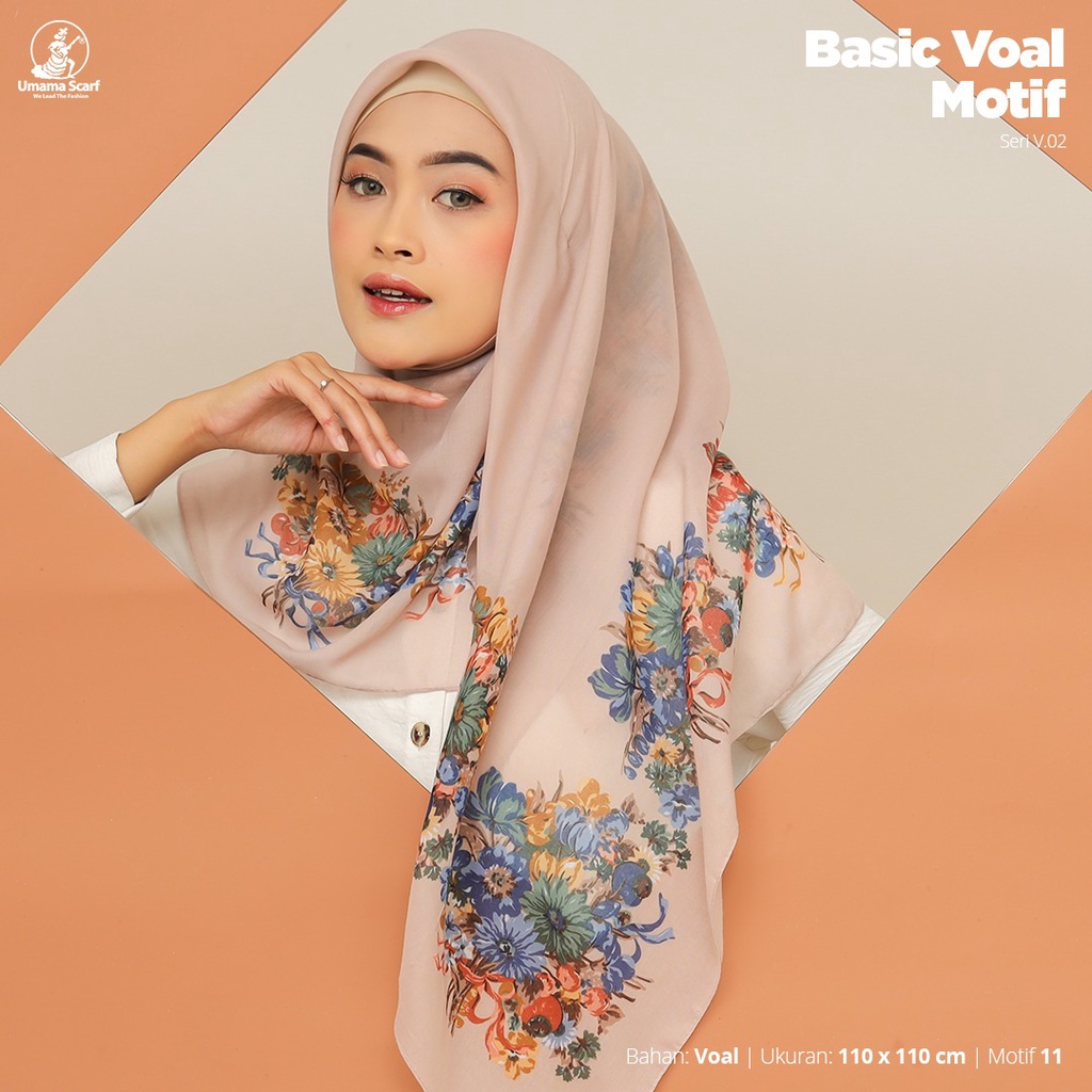 Hijab Segiempat Basic Voal Motif Kerudung Segiempat Original by Umama Nayla Hija'b