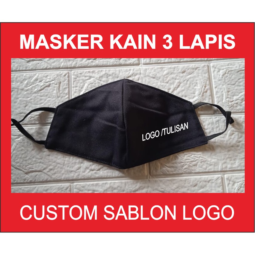 masker kain 3 lapis custom sablon logo