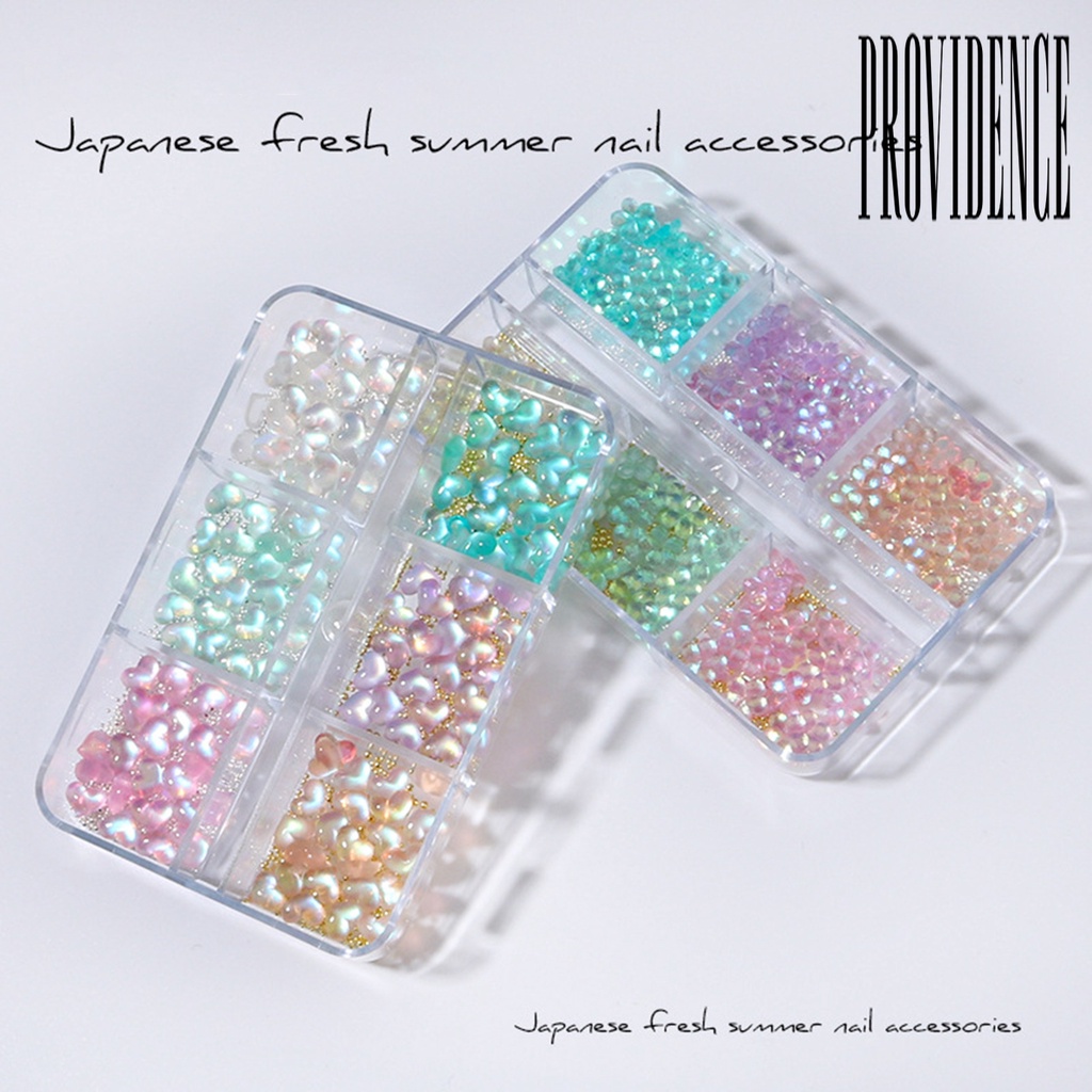 Providence Manik-Manik Baja Mini Bentuk Hati / Bunga 3D Untuk Dekorasi Nail Art / Manicure DIY