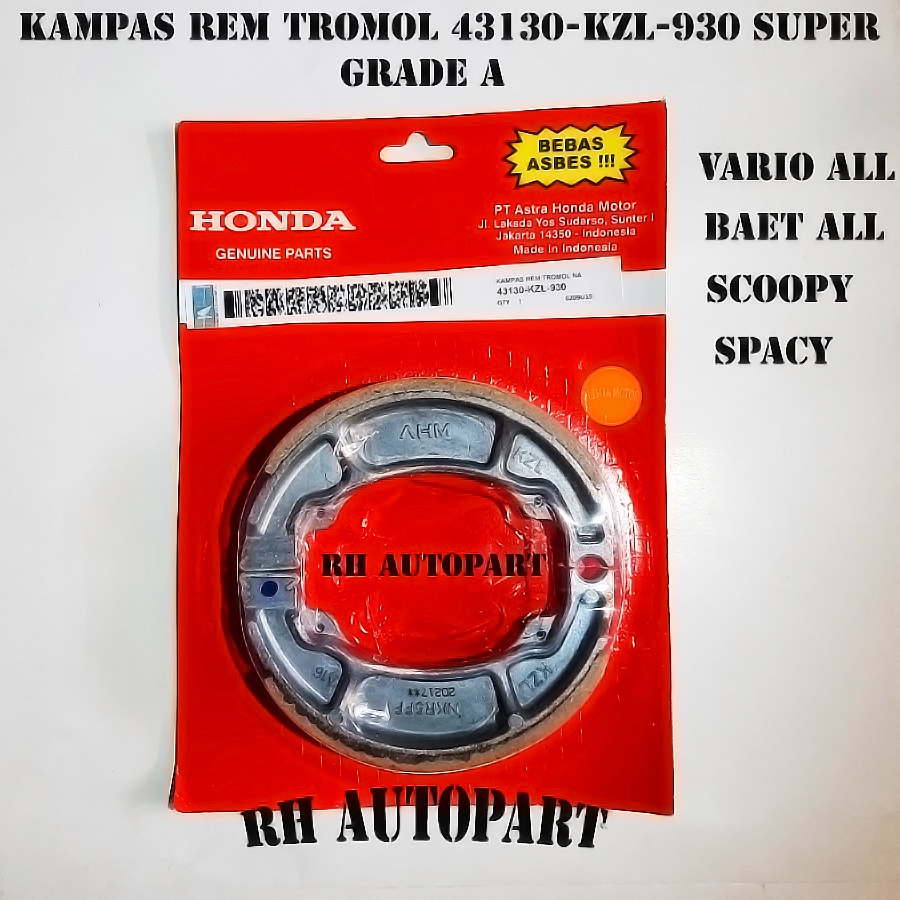 KAMPAS REM BELAKANG VARIO 110 KAMPAS REM TROMOL BELAKANG 125/VARIO 150 KAMPAS REM BELAKANG BEAT KAMAPAS REM BELAKANG SPACY KAMPAS REM SCOOPY KAMAPAS REM BELAKANG HONDA KZL SUPER ORI HGP