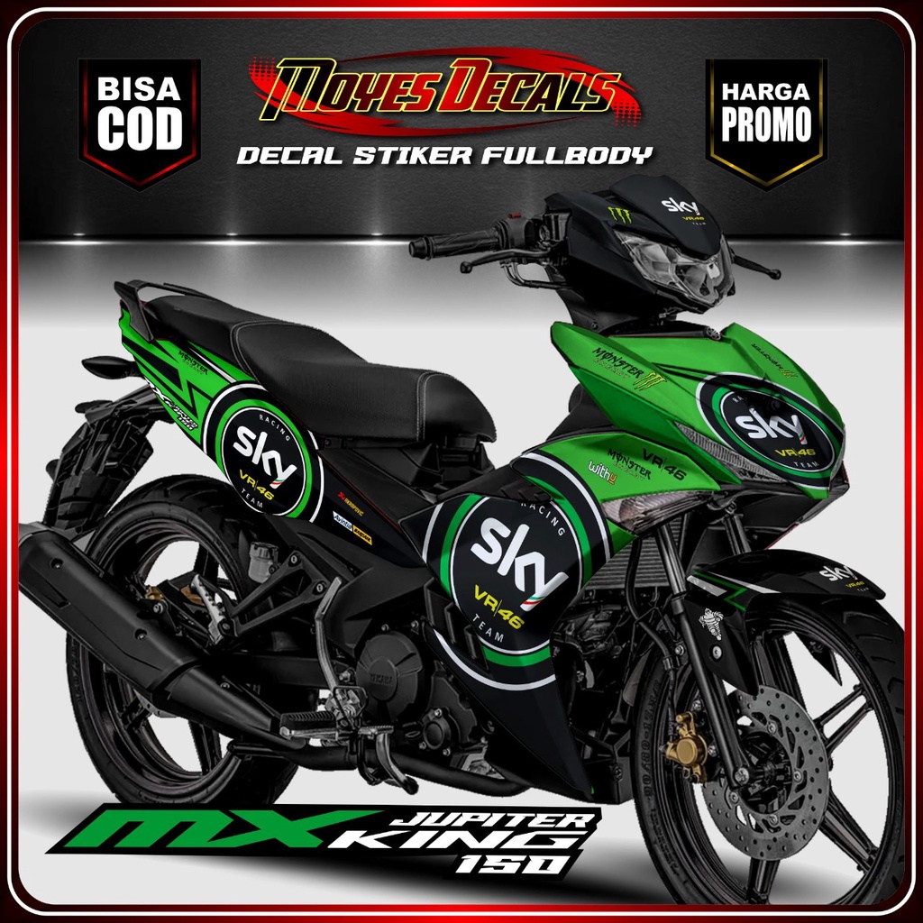Stiker Decal New Jupiter Mx King 150 Full Body Motif SKY Warna Hijau Terbaru