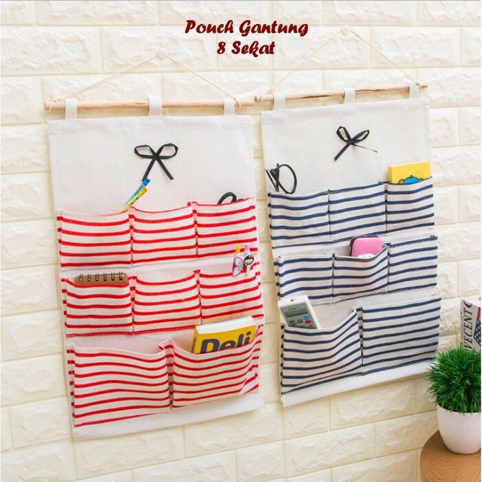 IKILOSHOP PG8 Salur Pouch gantung SALUR 8 sekat bahan tebal serbaguna organizer WALL Tempat Remote Kosmetik Dinding/Tempat Penyimpanan Serbaguna