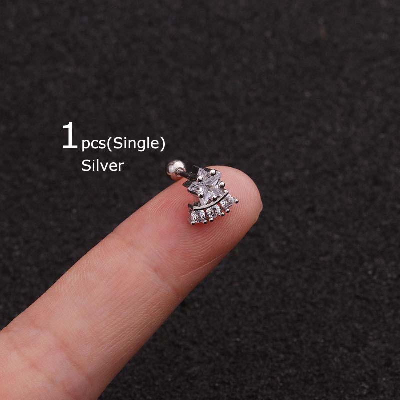 1piece Mini Star Shape Zircon Daith Rook Tragus Helix Earrings Piercing 20G 6mm Length