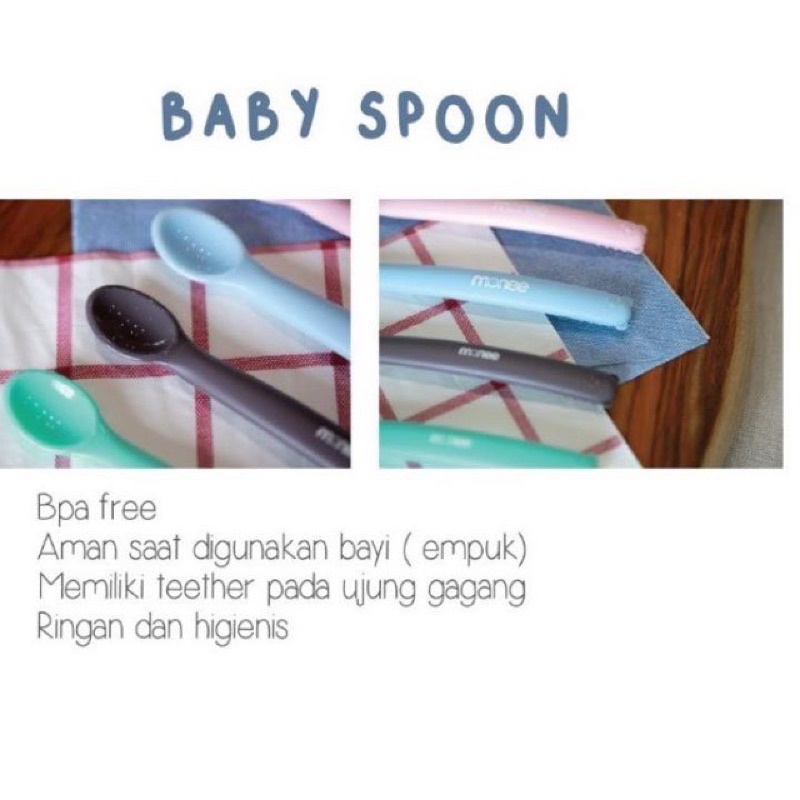 Monee Silicone Baby Spoon Sendok Silikon Bayi MPASI Empuk Teether Gigitan Bayi Ujung Bergerigi BPA FREE// Case Monee Sendok Silikon Bayi Traveling Penyimpanan Sendok Bayi