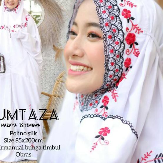 ( Top Seller ) v-38 * Mukena terusan lajuran dewasa polino bordir Mumtaza bunga kecil melingkar cant