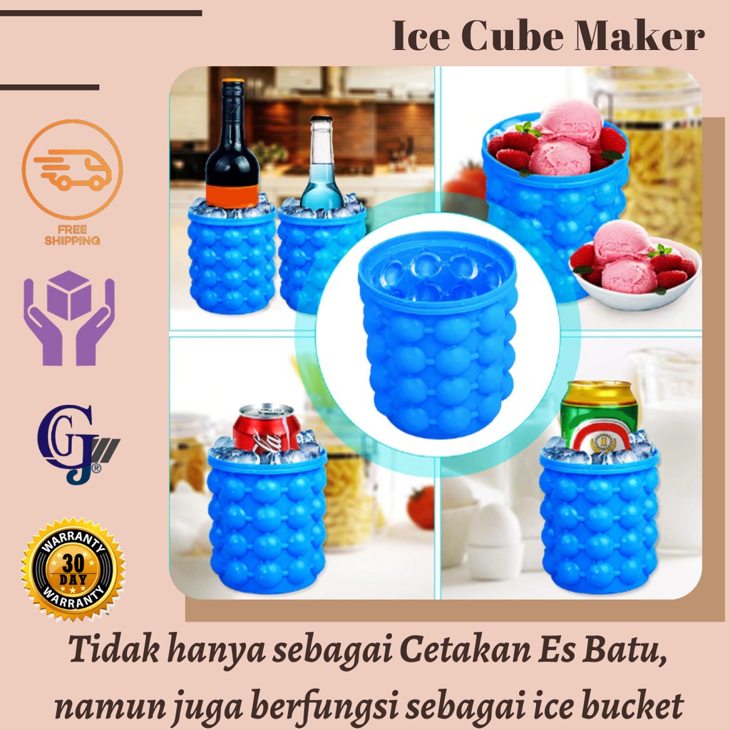 Cetakan Es Batu Silikon Dengan Tutup Ice Genie Pencetak Es Batu Silicone Ice Cube Maker Mold