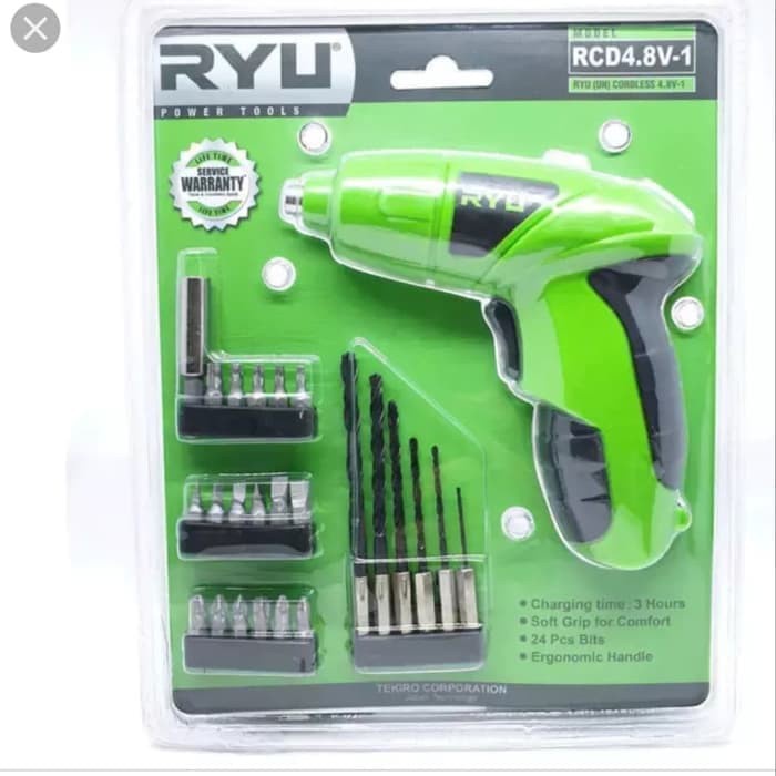 RYU Cordless Drill 4.8 V-1 Mesin Bor Obeng Baterai Buka Pasang Baut Charge Cash Listrik RCD 4.8V-1 Cordless Screwdriver MURAH ORIGINAL BERGARANSI