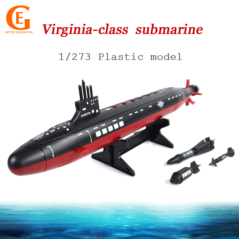 Miniatur Kapal Selam Attack Virginia-class Bahan Plastik Skala 1 / 273 Dengan Suara