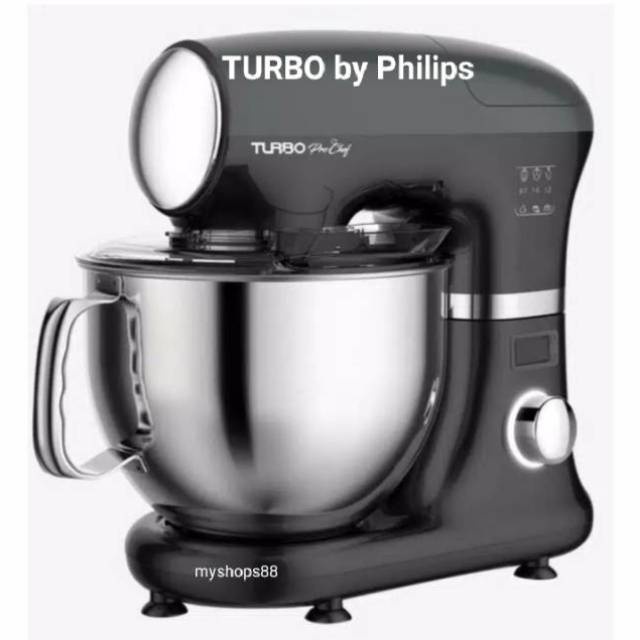 Mixer Turbo Pro Chef EHM 9588 EHM9588 Stand Mixer Stainless Bowl Black 5.5L 900W