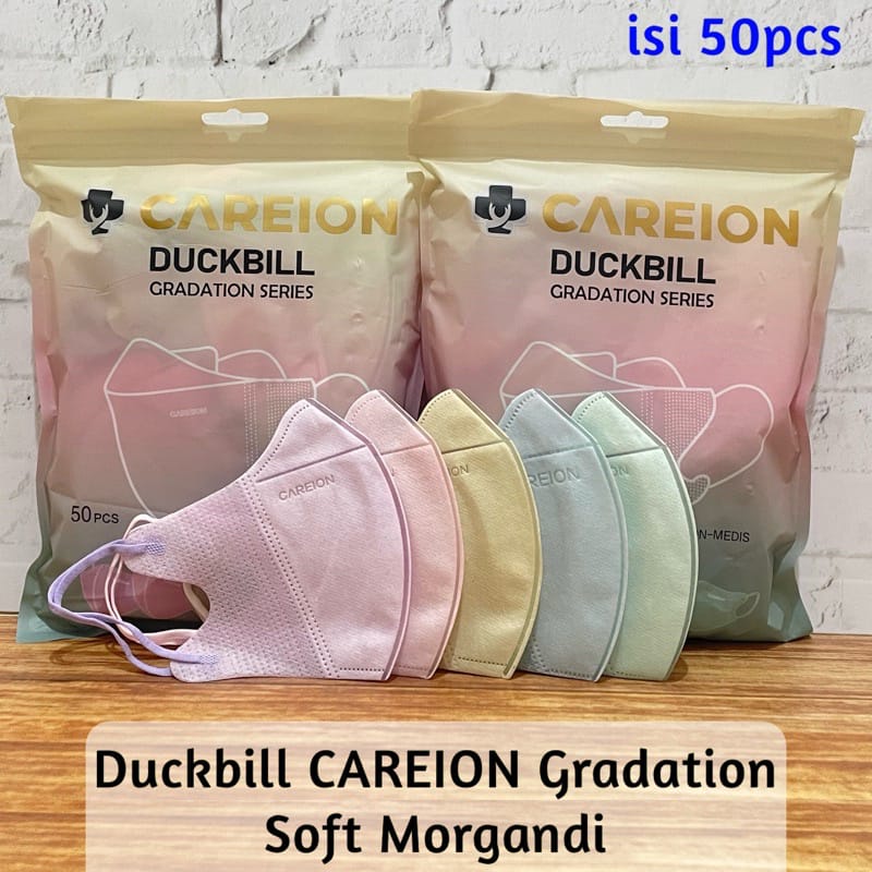 Duckbill CAREION Full Colour Series Mix Gradation Gradasi Warna Nude Grey  Shrimpink Matcha Series 4 ply Per Box isi 50 pcs