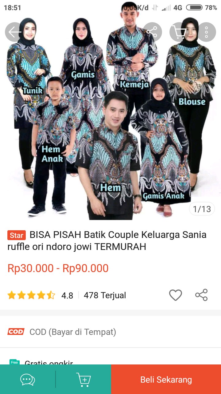 [free Ongkir] Batik Couple / Keluarga / Pasangan / Anak Motif Madu Ijo