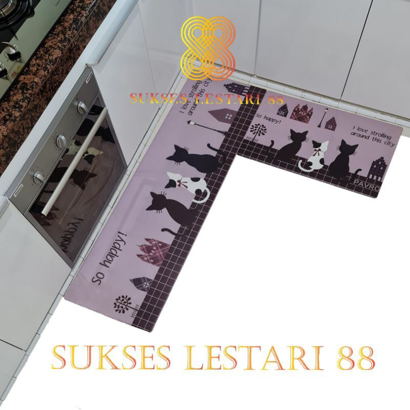 Keset Dapur Kulit Trendy SET Keset Rumah Kaki Dapur Kamar Anti Slip