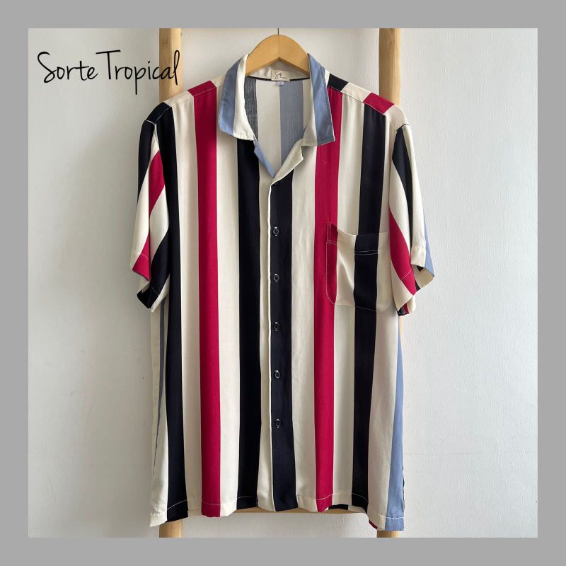 Kemeja Salur Stripe Hawaiian Shirt