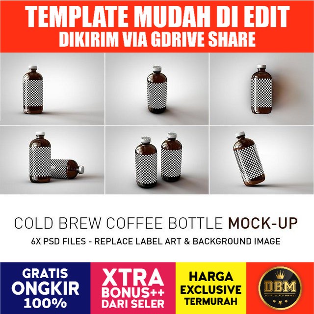 Cold Brew Coffee Bottle Mock Up - Photoshop