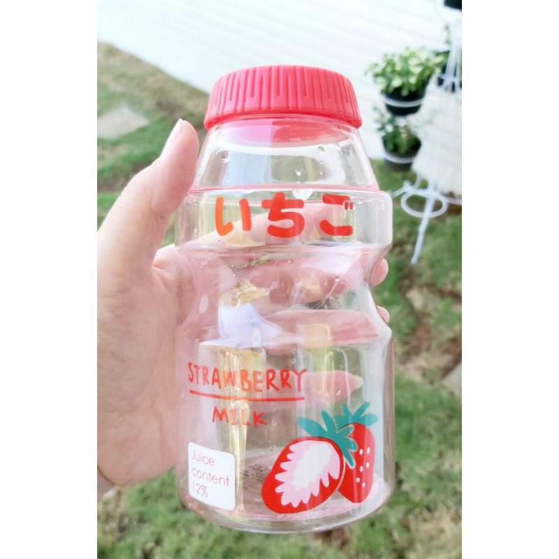 BOTOL MINUM YAKULT UNIK LUCU BOTOL MINUM ALA KOREA 480 ML-RED BENING